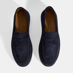 Erkek Lacivert Slip-On Nubuk Deri Loafer