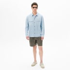 Erkek Mavi Süet Gömlek