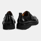 Erkek Siyah Ayarlanabilir Tokalı Deri Günlük Ayakkabı