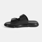 Erkek Siyah Ayarlanabilir Tokalı Deri Terlik