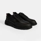 Erkek Siyah Bağcıklı Deri Günlük Ayakkabı