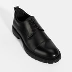 Erkek Siyah Bağcıklı Deri Günlük Ayakkabı