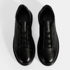 Erkek Siyah Bağcıklı Deri Günlük Ayakkabı