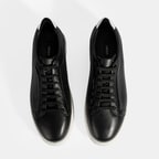 Erkek Siyah Bağcıklı Deri Sneaker