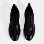 Erkek Siyah Bağcıklı Deri Spor Ayakkabı