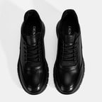 Erkek Siyah Bağcıklı Deri Spor Ayakkabı