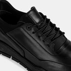 Erkek Siyah Bağcıklı Deri Spor Ayakkabı