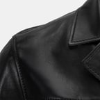 Erkek Siyah Gömlek Yakalı Deri Blazer Ceket