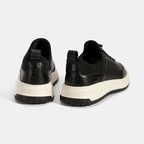 Erkek Siyah Lastik Bağcıklı Deri Sneaker