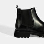 Erkek Siyah Lastik Detaylı Deri Bot