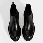 Erkek Siyah Lastik Detaylı Deri Bot