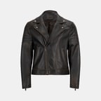 Erkek Siyah Vintage Deri Biker Ceket