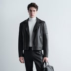 Erkek Siyah Vintage Deri Biker Ceket