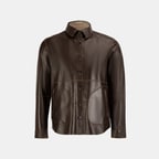 Erkek Taba / Kahve Çift Taraflı Deri Gömlek Ceket