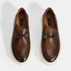 Erkek Taba Toka Aksesuarlı Deri Loafer