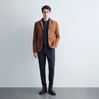 Erkek Taba Yakalı Süet Deri Blazer Ceket