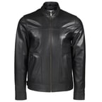 Eugenio Siyah Erkek Deri Kapüşonlu Mont