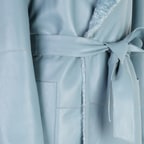 Evalyse Mavi Kadın Çift Taraflı Kürk Kaban