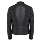 Ewelina Lacivert Kadın Fit Deri Ceket