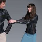 Ewelina Lacivert Kadın Fit Deri Ceket