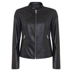 Ewelina Lacivert Kadın Fit Deri Ceket