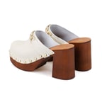 Falken Beyaz Kadın Topuklu Deri Sabo