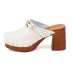 Falken Beyaz Kadın Topuklu Deri Sabo