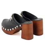 Falken Siyah Kadın Topuklu Deri Sabo