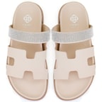 Fanetta Bej Kadın DesaComfort Tabanlı Deri Terlik