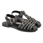 Firida Siyah Kadın Ayarlanabilir Tokalı Deri Sandalet