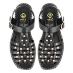 Firida Siyah Kadın Ayarlanabilir Tokalı Deri Sandalet