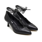 Follafe Siyah Kadın Deri Klasik Ayakkabı