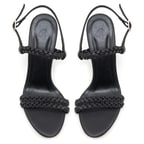 Gellano Siyah Kadın Örgü Topuklu Sandalet
