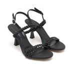 Gellano Siyah Kadın Örgü Topuklu Sandalet