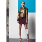 Gracia Altın Kadın Biker Deri Ceket