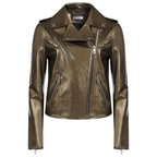 Gracia Altın Kadın Biker Deri Ceket