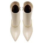 Grano Beyaz Kadın Zincir Detaylı Deri Bot