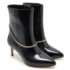 Grano Siyah Kadın Zincir Detaylı Deri Bot