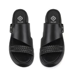 Gretta Siyah Kadın Dolgu Topuklu Deri Terlik