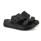 Gretta Siyah Kadın Dolgu Topuklu Deri Terlik