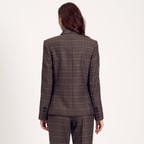 Gri Yünlü Kruvaze Kadın Deri Ceket