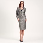 Gümüş Kısa Keten Kadın Ceket