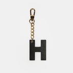 H Harfi Siyah Hakiki Deri Charm Anahtarlık