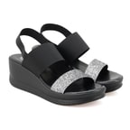 Haille Siyah Kadın Dolgu Topuklu Sandalet