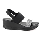 Haille Siyah Kadın Dolgu Topuklu Sandalet