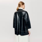 Hiba Kadın Oversize Çift Taraflı Deri Pardösü