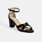 Hillary Siyah Kadın Ayarlanabilir Tokalı Topuklu DesaComfort Deri Sandalet