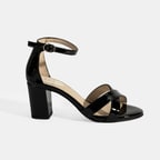 Hillary Siyah Kadın Ayarlanabilir Tokalı Topuklu DesaComfort Deri Sandalet