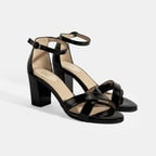 Hillary Siyah Kadın Ayarlanabilir Tokalı Topuklu DesaComfort Deri Sandalet