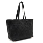 Huda Siyah Kadın Monogram Deri Alışveriş Çantası